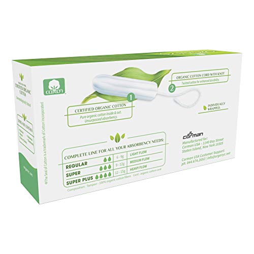Organyc 100% Certified Organic Cotton Tampons, No Applicator, Super, 16 Count...