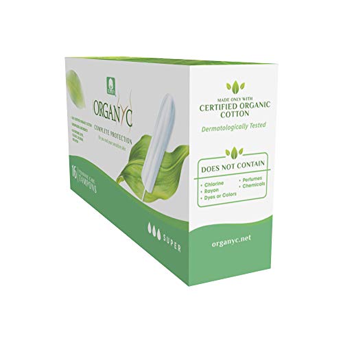 Organyc 100% Certified Organic Cotton Tampons, No Applicator, Super, 16 Count...