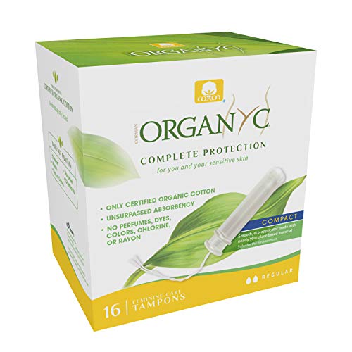 Organyc 100% Certified Organic Cotton Tampons, Plant Based Eco Applicator, Re...