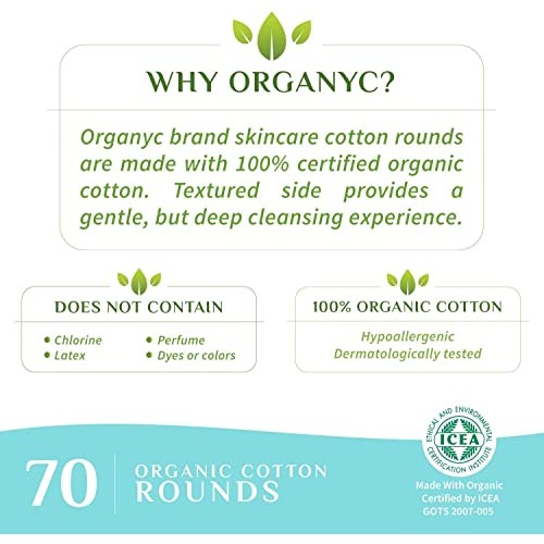 Organyc 100% Organic Cotton Rounds - Biodegradable Cotton, Chemical Free, For...