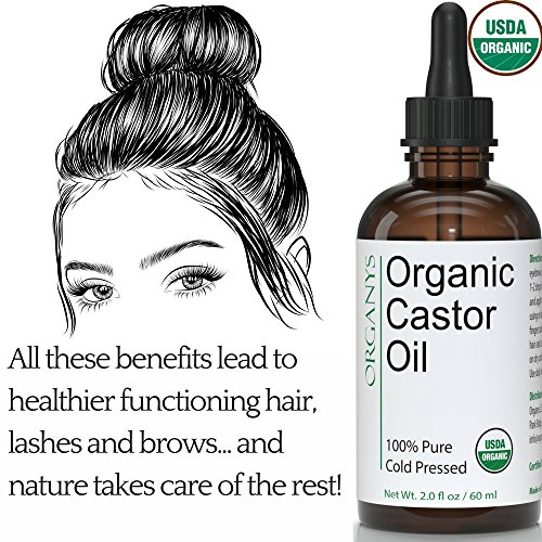 Organic Castor Oil 2oz, For Longer Fuller Thicker Looking Hair Eyelashes & Ey...
