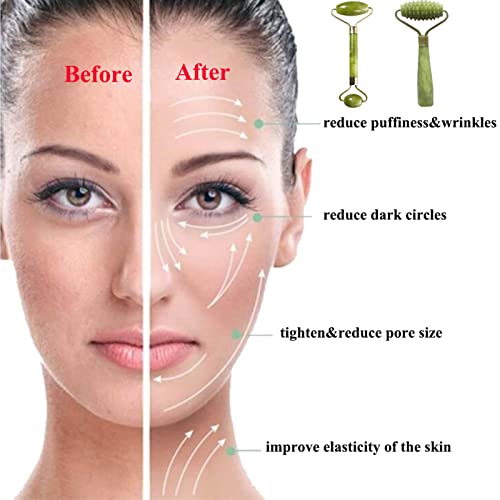 Orgrimmar 2 Kit Jade Roller Gua Sha Scraping Massage Tool Ridged Roller Jade ...