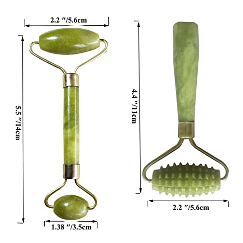 Orgrimmar 2 Kit Jade Roller Gua Sha Scraping Massage Tool Ridged Roller Jade ...