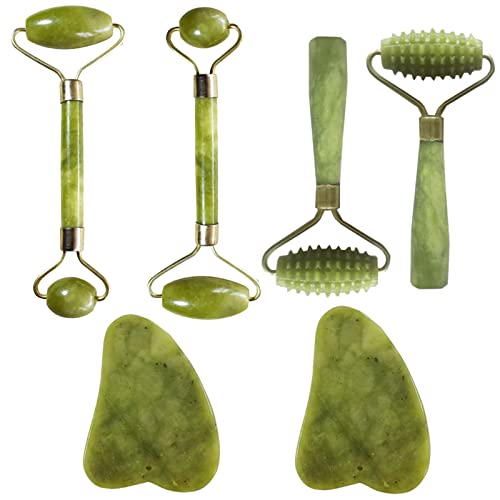 Orgrimmar 2 Kit Jade Roller Gua Sha Scraping Massage Tool Ridged Roller Jade ...