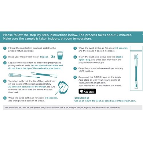 ORIG3N Genetic Home Mini DNA Test Kit, Vitamins