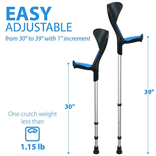 ORTONYX Forearm Crutches 1 Pair - Ergonomic Handle with Comfy Grip - High Den...