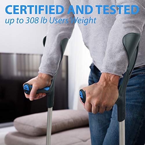 ORTONYX Forearm Crutches 1 Pair - Ergonomic Handle with Comfy Grip - High Den...