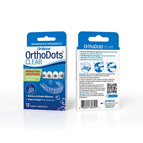 OrthoDots CLEAR (24 Count) - Moisture Activated, Silicone Dental Wax Alternat...
