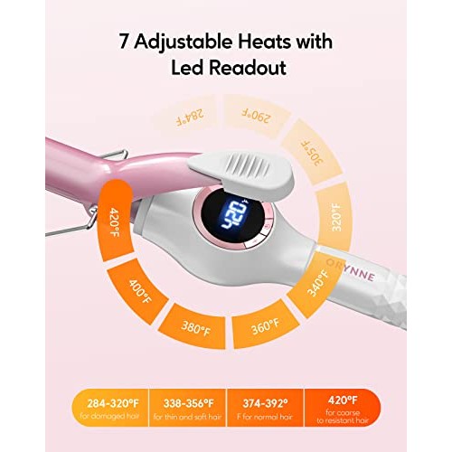 ORYNNE 3/4 Inch Curling Iron for Tighter Curls & Beach Wave, Long Barrel Cera...