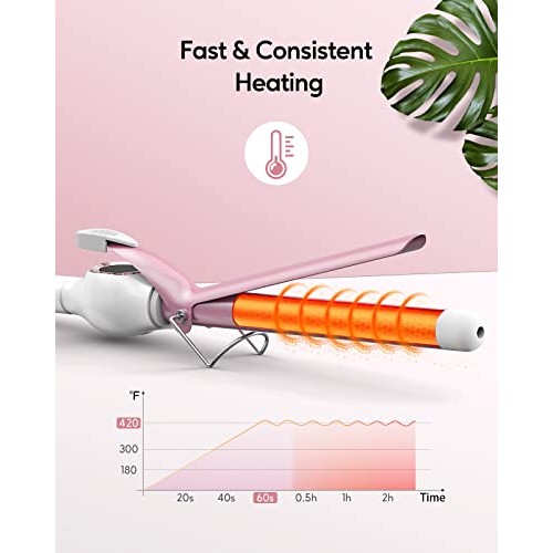 ORYNNE 3/4 Inch Curling Iron for Tighter Curls & Beach Wave, Long Barrel Cera...