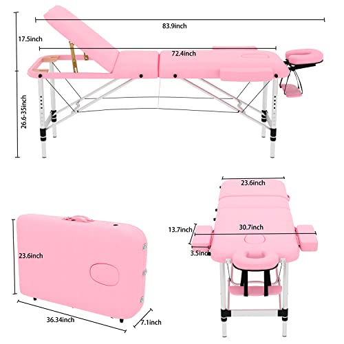 Osfvolr Massage table Portable Massage Table with 3 Folding, Fold Up Spa Bed ...