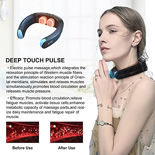 Neck Massager with Heat (FDA-Cleared) Neck Relax EMS &TENS Therapy with Heat ...