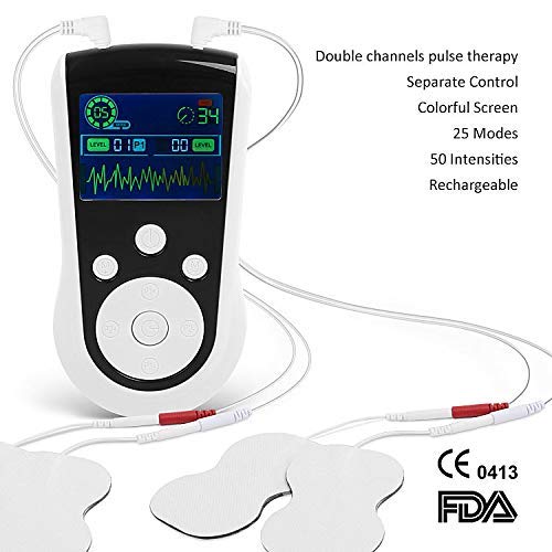 Rechargeable TENS Unit Machine - Electrical Muscle Stimulator for Pain Relief...
