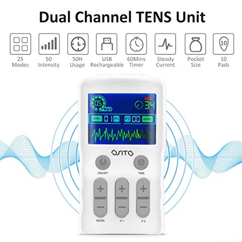 TENS Unit Muscle Stimulator OSITO Dual Channel Electric Pulse Massager with C...