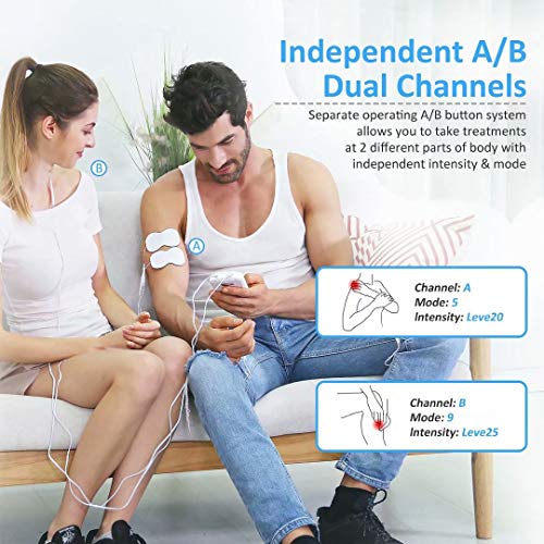 TENS Unit Muscle Stimulator OSITO Dual Channel Electric Pulse Massager with C...