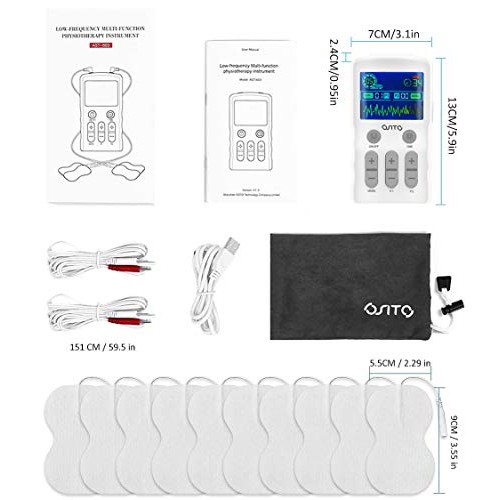 TENS Unit Muscle Stimulator OSITO Dual Channel Electric Pulse Massager with C...
