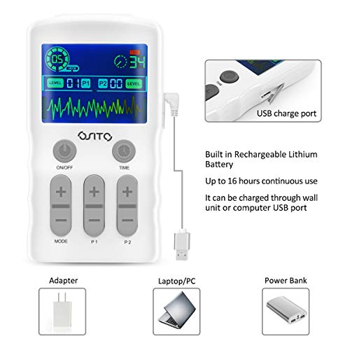 TENS Unit Muscle Stimulator OSITO Dual Channel Electric Pulse Massager with C...