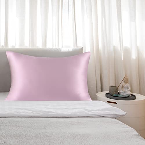 OSRAIN Pink 100% Real Silk Pillowcase for Hair and Skin with Hidden Zipper Bo...