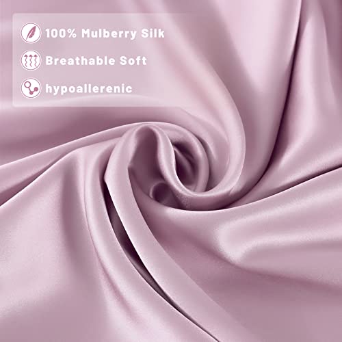OSRAIN Pink 100% Real Silk Pillowcase for Hair and Skin with Hidden Zipper Bo...