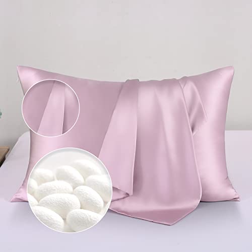 OSRAIN Pink 100% Real Silk Pillowcase for Hair and Skin with Hidden Zipper Bo...