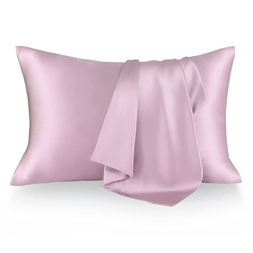 OSRAIN Pink 100% Real Silk Pillowcase for Hair and Skin with Hidden Zipper Bo...