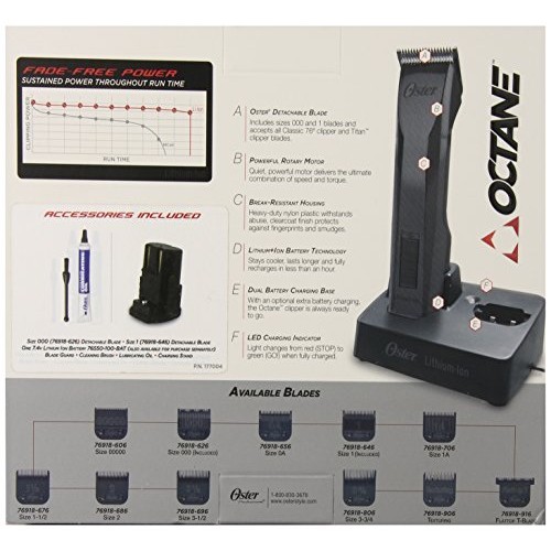 Oster Professional 76550-00 Octane Cordless Clipper, Gray, 1 Count