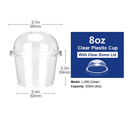 OTOR 8oz Hot/Cold Disposable Plastic Cups with Dome Lids - 50 Sets - Ice Crea...