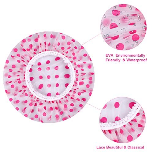 Ounic Shower Caps, 6 Pcs Waterproof Shower Caps Reusable EVA Plastic Bath Cap...