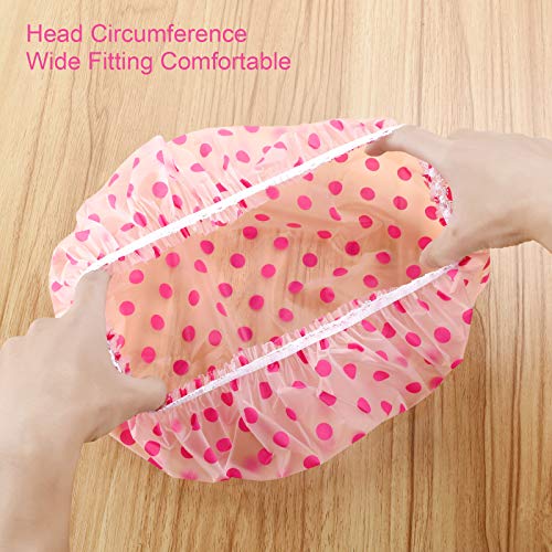 Ounic Shower Caps, 6 Pcs Waterproof Shower Caps Reusable EVA Plastic Bath Cap...