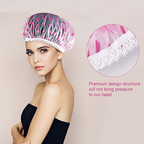 Ounic Shower Caps, 6 Pcs Waterproof Shower Caps Reusable EVA Plastic Bath Cap...
