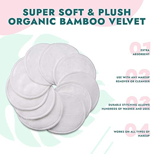 Reusable Makeup Remover Pads and Microfiber Face Cleansing Gloves | 12 Pack w...