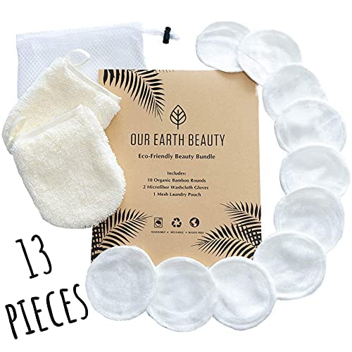 Reusable Makeup Remover Pads and Microfiber Face Cleansing Gloves | 12 Pack w...