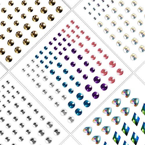 9 Sheets Eye Body Face Gems Jewels Rhinestone Stickers Self Adhesive Crystal ...