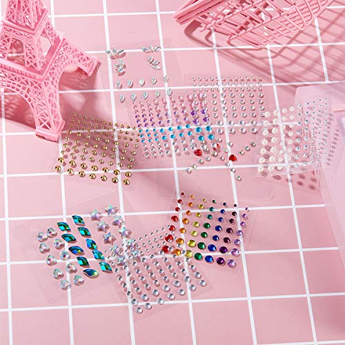 9 Sheets Eye Body Face Gems Jewels Rhinestone Stickers Self Adhesive Crystal ...