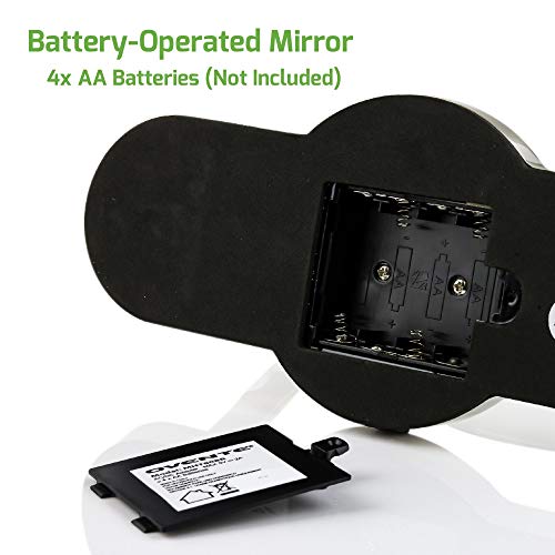 Ovente 8" Tabletop Lighted Makeup Mirror, 1X & 5X Magnifier, Double Sided Rou...