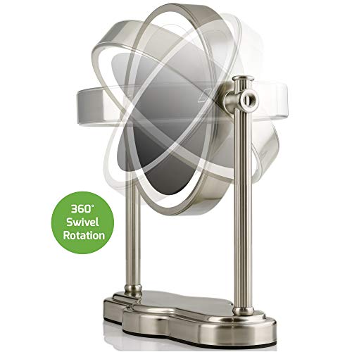 Ovente 8" Tabletop Lighted Makeup Mirror, 1X & 5X Magnifier, Double Sided Rou...