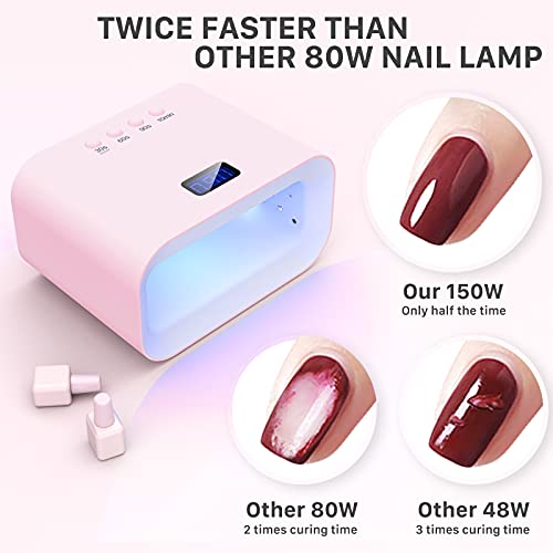O'vinna UV LED Nail Lamp 150W, UV Light for Gel Nails, Nail Dryer for Regular...