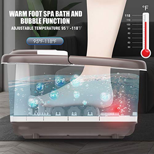 Foot Spa Bath Massager with 6 Motorized Rollers, Foot Bath Massager with Heat...