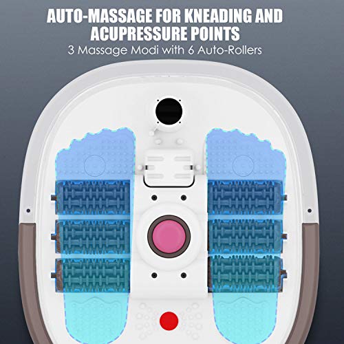 Foot Spa Bath Massager with 6 Motorized Rollers, Foot Bath Massager with Heat...