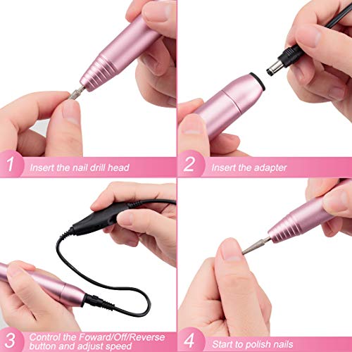 Portable Electric Nail Drill File Machine with Acrylic Nail Kit Set Professio...