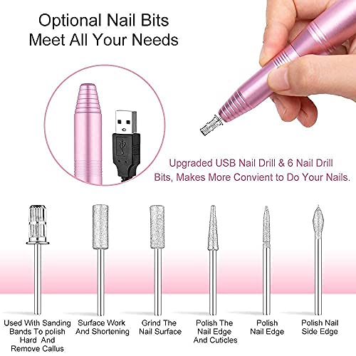 Portable Electric Nail Drill Machine, Professional 20000 RPM USB Manicure Ped...