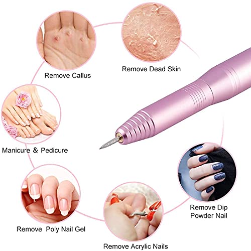 Portable Electric Nail Drill Machine, Professional 20000 RPM USB Manicure Ped...
