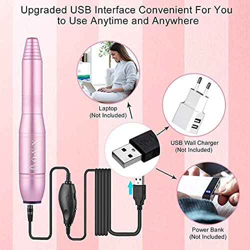 Portable Electric Nail Drill Machine, Professional 20000 RPM USB Manicure Ped...