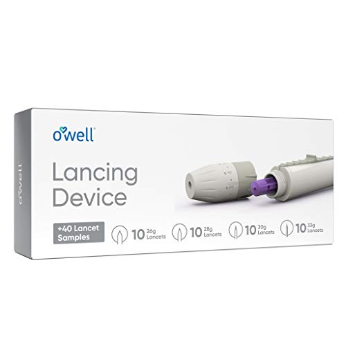 O’Well Painless Design Lancing Device + 40 Twist Top Lancets for Blood Glucos...