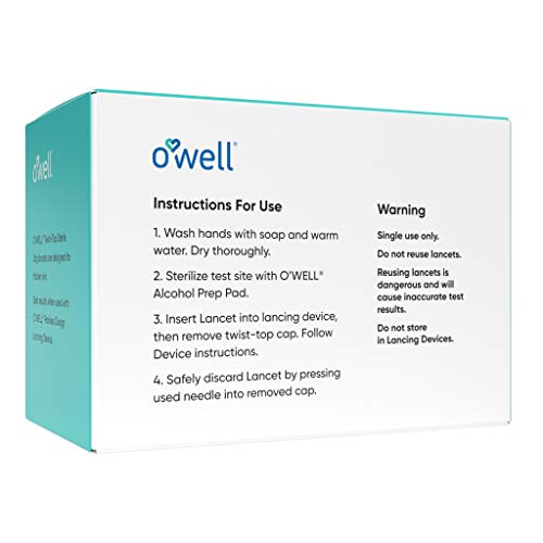O'WELL Lancing Device Kit + 100 O'WELL Sterile Twist Top Lancets, 28 Gauge (f...