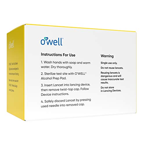 O'WELL Lancing Device Kit + 100 Sterile O'WELL Twist Top Lancets, 33 Gauge (f...