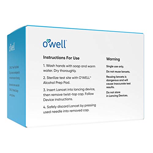 O'WELL Twist Top Lancets, 30 Gauge | for Blood Glucose & Keto Testing | 2 Box...
