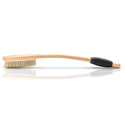 OWIIZI Bath Brush Wooden Curved Long Handle Antiskid Shower Brush for Exfolia...