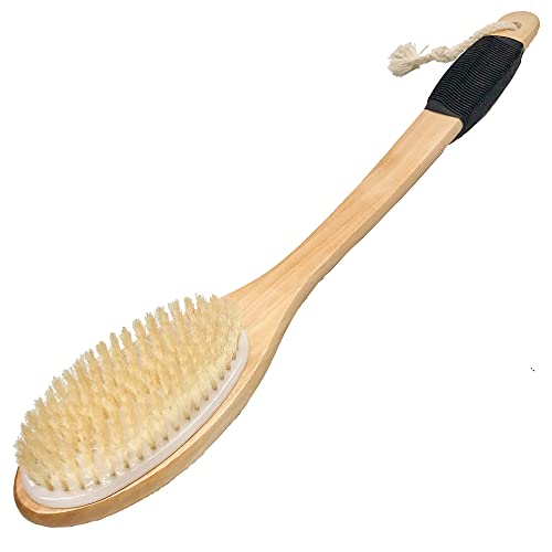 OWIIZI Bath Brush Wooden Curved Long Handle Antiskid Shower Brush for Exfolia...