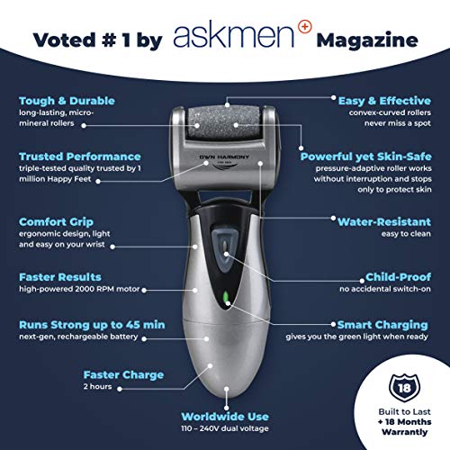 Electric Foot Callus Remover, Feet Scrubber: Own Harmony Rechargeable Mens Pe...